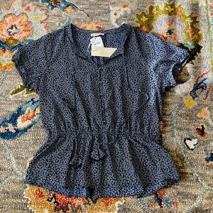 &. Layered navy floral blouse